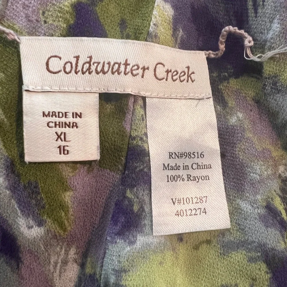 Coldwater Creek Reversible Floral Midi Skirt XL 16 Purple Green water color